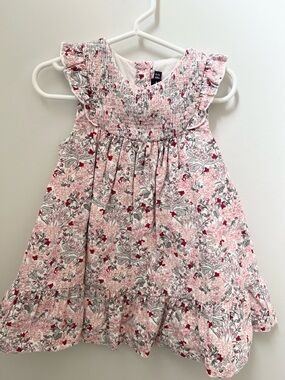 Sergeant Major French Toddler Floral Smocked Dress in Light Pink